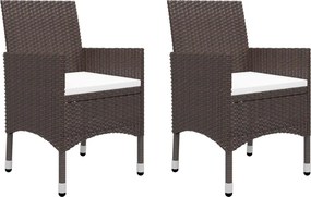 vidaXL Σετ Επίπλων Bistro Κήπου 3 τεμ. Καφέ Συνθ. Ρατάν/Ψημένο Γυαλί