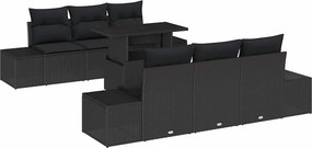 vidaXL Σετ Καναπέ Κήπου με μαξιλάρι 7 pcs Μαύρο