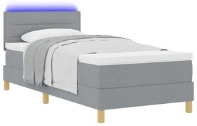 vidaXL Κρεβάτι με ελατήρια με στρώμα Ανοιχτό γκρι 80 x 200 cm ύφασμα