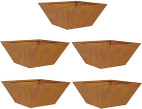 vidaXL Γλάστρα Κήπου 5 pcs Σκ rusty 35 x 35 x 15 εκ.