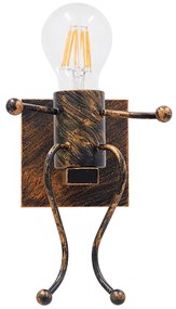 GloboStar® LITTLE 01592 Μοντέρνο Φωτιστικό Τοίχου Απλίκα Μονόφωτο Καφέ Σκουριά Μεταλλικό Μ12 x Π19 x Υ17cm