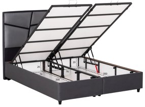 ΚΡΕΒΑΤΙ ΔΙΠΛΟ ΜΕ ΣΤΡΩΜΑ &amp; ΑΠΟΘ.ΧΩΡΟ IRIDA HM21166 ΓΚΡΙ ΒΕΛΟΥΔΟ--ΓΙΑ 160x200εκ