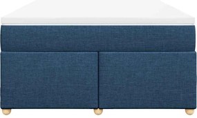 vidaXL Κρεβάτι Boxspring με Στρώμα Μπλε 140x190 εκ. Υφασμάτινο