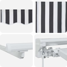 vidaXL Χειροκίνητο πλαίσιο τέντας με LED Γκρι και Λευκό 3,5 x 2 m