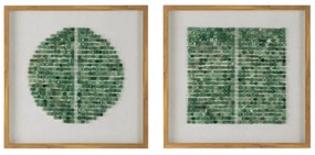 Artekko Mosaic Διακοσμητικός Πίνακας Πλαστικό Πέτρες Γυαλί Λευκό Πράσινο (60x60x3)cm Σετ/2 Artekko 82769
