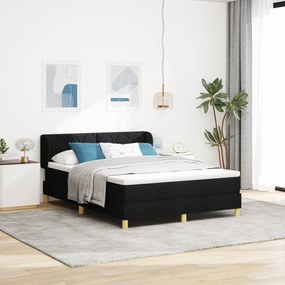 vidaXL Κρεβάτι Box Spring με στρώμα - Μαύρο, 140x200 εκ., Ύφασμα
