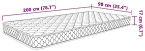 vidaXL Στρώμα Αφρού Μνήμης 200 x 90 x 17 εκ. μαλακό