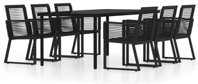 vidaXL Σετ Τραπεζαρίας Κήπου 7 Τεμαχίων Μαύρο