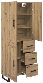 vidaXL Highboard με συρτάρι 2 pcs Artisan Oak Σύνθετο Ξύλο και Γυαλί
