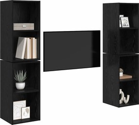 vidaXL Σετ επίπλου τηλεόρασης 4 pcs Μαύρη Οξυά Επεξεργασμένο Ξύλο
