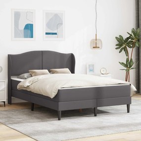 vidaXL Σκελετός κρεβατιού με στρώμα Γκρι 120 x 190 cm Τεχνητό Δέρμα