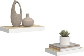 vidaXL Ράφια Τοίχου 2 τεμ. Δρυς/Άσπρο 50x23,5x3,8 εκ. MDF