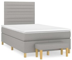 Κρεβάτι Boxspring με Στρώμα Ανοιχτό Γκρι 120x200 εκ. Υφασμάτινο - Γκρι