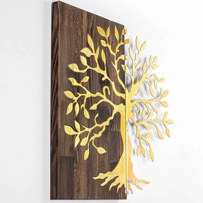 Διακοσμητικό Τοίχου Tree 899SKL2230 58x58cm Walnut-Gold Wallity Metal,Wood