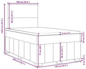 Κρεβάτι Boxspring με Στρώμα Κρεμ 120x200 εκ. Υφασμάτινο - Κρεμ