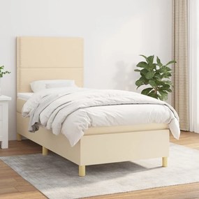 ΚΡΕΒΑΤΙ BOXSPRING ΜΕ ΣΤΡΩΜΑ ΚΡΕΜ 90X200 ΕΚ.ΥΦΑΣΜΑΤΙΝΟ 3142230