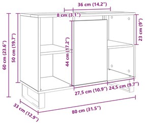 Ντουλάπι Μπάνιου Sonoma Δρυς 80 x 33 x 60 εκ. από Επεξεργ. Ξύλο - Καφέ