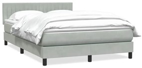 Κρεβάτι Boxspring με Στρώμα Ανοιχτό Γκρι 140x210 εκ. Βελούδινο - Γκρι