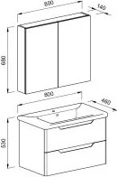 Martin Perla 80 Anthracite  MDF - Πάγκος με Νιπτήρα &amp; Καθρέπτη