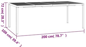 vidaXL Τραπέζι Κήπου Ανθρακί 200x100x72 εκ. Ατσάλινο