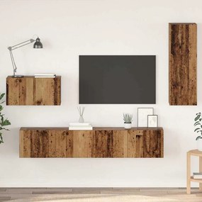 vidaXL Τηλεοπτική Κάβα Τοίχου 4 pcs Παλιό Ξύλο Επεξεργασμένο ξύλο