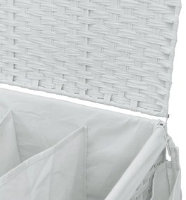 Καλάθι Άπλυτων με Τροχούς Λευκό 60x35x60,5 εκ. από Ρατάν - Λευκό