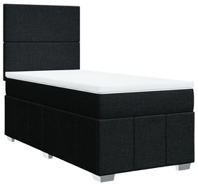 vidaXL Κρεβάτι Boxspring με Στρώμα Μαύρο 100 x 200 εκ. Υφασμάτινο