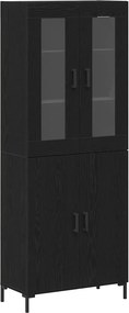 vidaXL Highboard 2 pcs Μαύρη δρυς 69,5 x 34 x 180 εκ.