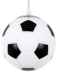 GloboStar® FOOTBALL 00643 Μοντέρνο Κρεμαστό Παιδικό Φωτιστικό Οροφής Μονόφωτο 1 x E27 Μαύρο Λευκό Γυάλινο Φ15 x Υ18cm