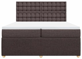 vidaXL Κρεβάτι Boxspring με Στρώμα Σκούρο Καφέ 200x200 εκ. Υφασμάτινο