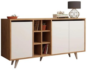 Μπουφές HM9432.02 140x40x86cm Walnut-White Μελαμίνη