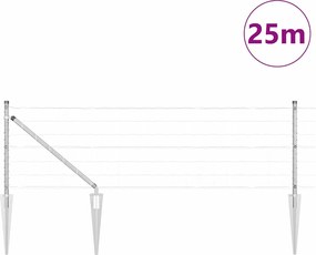vidaXL Τεντώτο με στήριγμα Ασημί 0,6 x 25 μ Ατσάλι