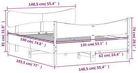 ΠΛΑΙΣΙΟ ΚΡΕΒΑΤΙΟΥ ΚΕΦΑΛΑΡΙ ΚΑΦΕ ΚΕΡΙΟΥ 135X190 ΕΚ. ΜΑΣΙΦ ΠΕΥΚΟ 3216398