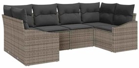 vidaXL Σετ Καναπέ Κήπου 6 pcs Γκρι Πολυ ράταν