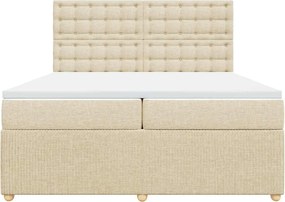 vidaXL Κρεβάτι Boxspring με Στρώμα Κρεμ 200x200 εκ. Υφασμάτινο