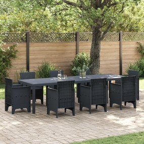 vidaXL Τραπέζι Κήπου Ανθρακί 300x100x73 εκ. Poly Rattan