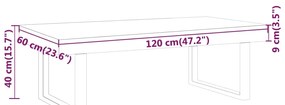 vidaXL Τραπεζάκι Σαλονιού Γκρι/Μαύρο 120x60x40 εκ. από MDF/Σίδερο