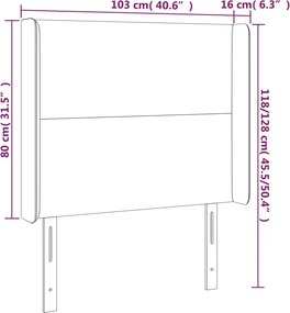 vidaXL Κεφαλάρι Κρεβατιού LED Λευκό 103x16x118/128 εκ. Συνθετ. Δέρμα
