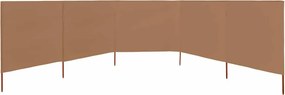 vidaXL Προστατευτικό Αέρα με 5 Πάνελ Taupe 600 x 120 εκ. Υφασμάτινο
