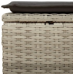 vidaXL Υποπόδιο Κήπου Αν.Γκρι 55x55x37 εκ. Συνθετικό Ρατάν με Μαξιλάρι