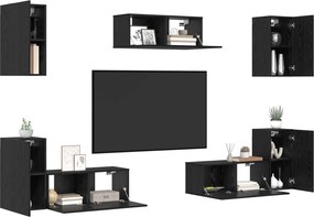 vidaXL Σετ επίπλου τηλεόρασης 7 pcs Μαύρη Οξυά Επεξεργασμένο ξύλο