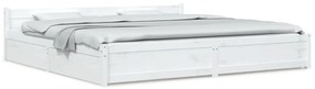 vidaXL Πλαίσιο Κρεβατιού Συρτάρια Λευκό 180 x 200 εκ Super King Size
