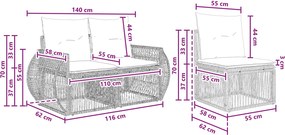 vidaXL Σετ Καναπέ Κήπου 5 τμχ. Μπεζ και Κρέμ συνθετικό ρατάν