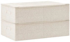 vidaXL Κουτιά Αποθήκευσης 2 τεμ. Κρεμ 70 x 40 x 18 εκ. Υφασμάτινα