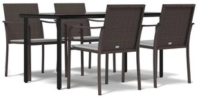 vidaXL Σετ Τραπεζαρίας Κήπου 5 τεμ. Συνθ. Ρατάν / Ατσάλι με Μαξιλάρια