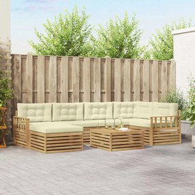 vidaXL Σειρά Καναπέ Εξωτερικού με μαξιλάρι 7 pcs Λευκό και Κρεμ