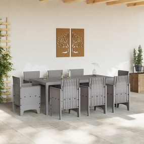 vidaXL Σετ Κήπου 9 Τεμαχίων με Μαξιλάρια Φωτεινός Γκρι Συνθετικό Ρατάν