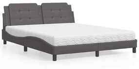 vidaXL Κρεβάτι με Στρώμα Γκρι 160x200 εκ. από Συνθετικό Δέρμα