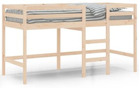 Υπερυψ. Κρεβάτι Παιδικό με Σκάλα 80 x 200 εκ. Μασίφ Ξύλο Πεύκου - Καφέ