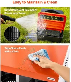 VEVOR Chicken Nesting Boxes, 10 Compartments, with Support Legs, Easy Egg Collection, Galvanized Steel and High-Strength Plastic, Roll Away Nesting Boxes for Chickens and Hens Laying Eggs, Orange